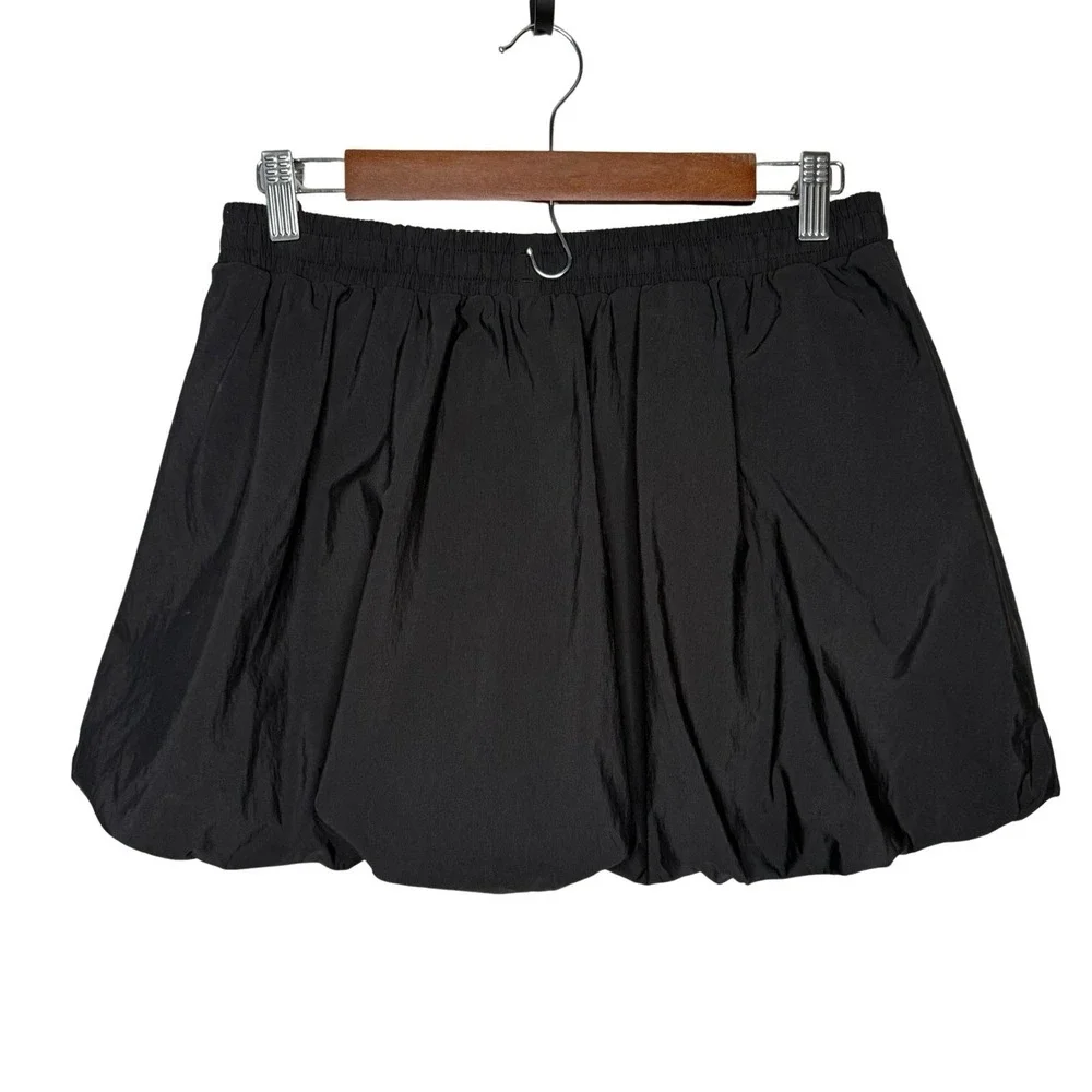 Alo Nylon Bubble Tennis Skirt Black Size M Poofy Mini Skort Shorts